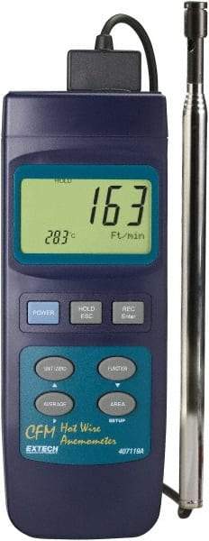 Extech - 0.2 to 17 m/Sec Air CFM Thermo Anemometer - 122°F Max - Eagle Tool & Supply
