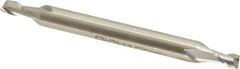 Made in USA - 1/8", 3/16" LOC, 3/16" Shank Diam, 2" OAL, 2 Flute, High Speed Steel Square End Mill - Double End, Uncoated, Spiral Flute, 30° Helix, Centercutting - Eagle Tool & Supply