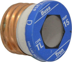 Cooper Bussmann - 125 VAC, 15 Amp, Time Delay Plug Fuse - 2.38" OAL, 10 (RMS Symmetrical) kA Rating, 2-1/4" Diam - Eagle Tool & Supply