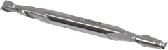 Made in USA - 5/32", 7/16" LOC, 3/16" Shank Diam, 2-1/4" OAL, 2 Flute, High Speed Steel Square End Mill - Double End, Uncoated, Spiral Flute, 30° Helix, Centercutting - Eagle Tool & Supply
