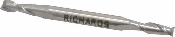 Made in USA - 5/32", 7/16" LOC, 3/16" Shank Diam, 2-1/4" OAL, 2 Flute, Cobalt Square End Mill - Double End, Uncoated, Spiral Flute, 30° Helix, Centercutting - Eagle Tool & Supply