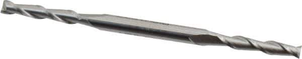 Made in USA - 5/32", 7/8" LOC, 3/16" Shank Diam, 3-1/4" OAL, 2 Flute, High Speed Steel Square End Mill - Double End, Uncoated, Spiral Flute, 30° Helix, Centercutting - Eagle Tool & Supply