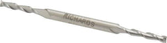 Made in USA - 1/8", 3/4" LOC, 3/16" Shank Diam, 3-1/8" OAL, 2 Flute, Cobalt Square End Mill - Double End, Uncoated, Spiral Flute, 30° Helix, Centercutting - Eagle Tool & Supply