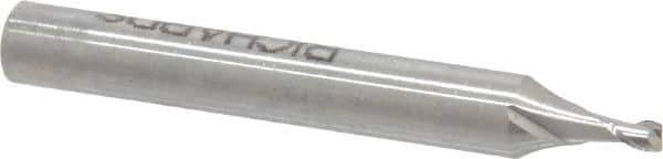 Made in USA - 0.07", 0.105" LOC, 3/16" Shank Diam, 1-1/2" OAL, 2 Flute, High Speed Steel Square End Mill - Single End, Uncoated, Centercutting - Eagle Tool & Supply