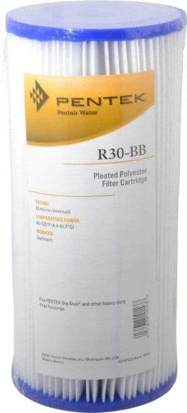 Pentair - 4-1/2" OD, 30µ, Non-Woven Polyester Pleated Cartridge Filter - 9-3/4" Long, Reduces Sediments - Eagle Tool & Supply