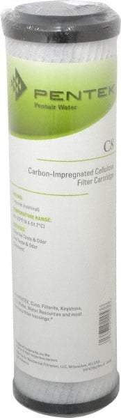 Pentair - 2-5/8" OD, 1µ, Carbon Impregnated Cellulose Pleated-Dual Purpose-Powder Activated Cartridge Filter - 9-3/4" Long, Reduces Tastes, Odors & Sediments - Eagle Tool & Supply