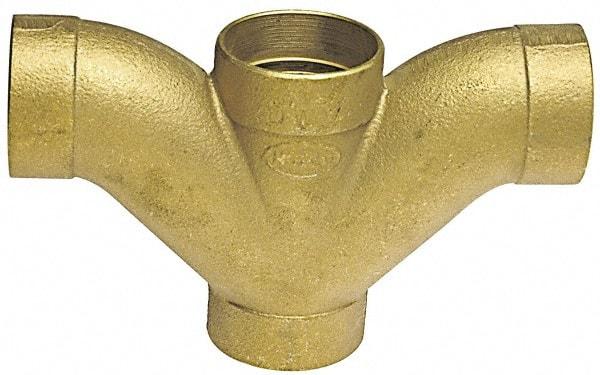 NIBCO - 2 x 2 x 1-1/2 x 1-1/2", Cast Copper Drain, Waste & Vent Pipe Double Long Turn T Y - C x C x C x C - Eagle Tool & Supply