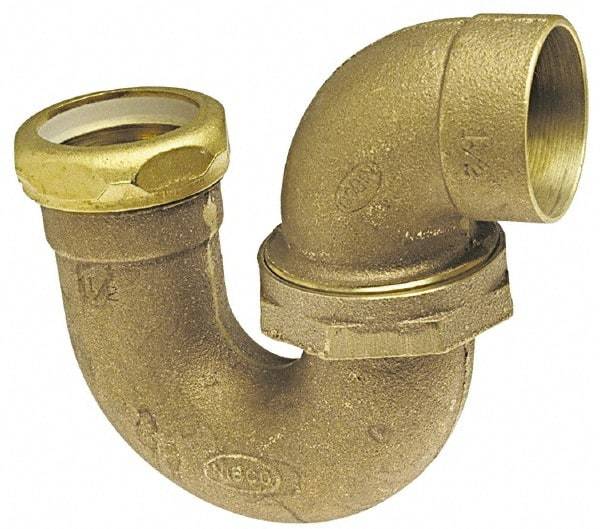 NIBCO - 1-1/2", Cast Copper Drain, Waste & Vent Pipe P Trap with Union Joint - C x SJ - Eagle Tool & Supply