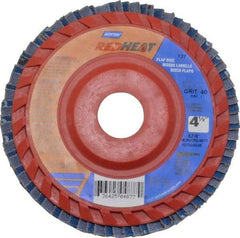 Norton - 40 Grit, 4-1/2" Disc Diam, 7/8" Center Hole, Type 27 Ceramic Flap Disc - 13,000 Max RPM, Plastic Backing, Arbor Attaching System, Coated - Eagle Tool & Supply
