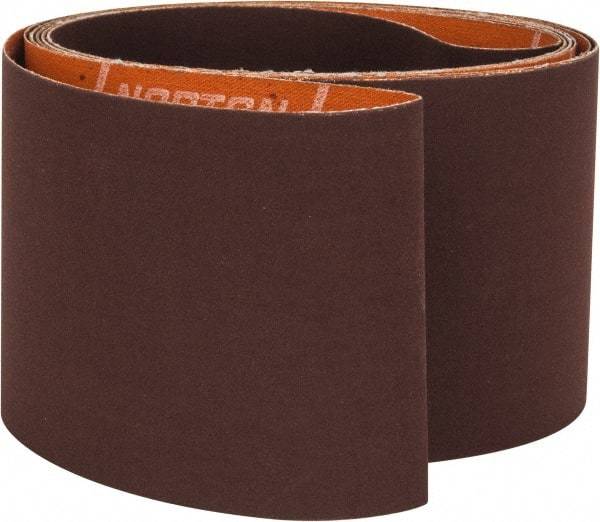 Norton - 3" Wide x 132" OAL, 240 Grit, Aluminum Oxide Abrasive Belt - Aluminum Oxide, Very Fine, Coated, J Weighted Cloth Backing, Series R245 - Eagle Tool & Supply