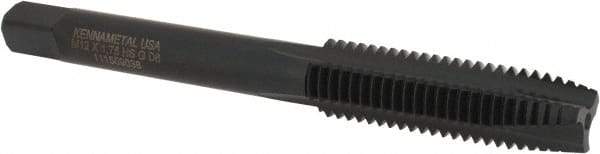 Kennametal - M12x1.75 Metric Coarse 3 Flute D6 Oxide Finish High Speed Steel Spiral Point Extension Tap - Plug Chamfer, 4" OAL, 6H Class of Fit - Eagle Tool & Supply