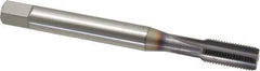 OSG - 3/8-24 UNF 3B 4 Flute TiCN Finish Powdered Metal Straight Flute Machine Tap - Bottoming, Right Hand Thread, 2-15/16" OAL, 1-1/4" Thread Length, H3 Limit, Oversize - Eagle Tool & Supply