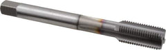 OSG - 1/2-20 UNF 3B 4 Flute TiCN Finish Powdered Metal Straight Flute Machine Tap - Bottoming, Right Hand Thread, 3-3/8" OAL, 1-21/32" Thread Length, H3 Limit, Oversize - Eagle Tool & Supply