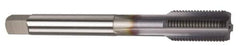 OSG - M10x1.50 Metric Coarse 6H 4 Flute TiCN Finish Powdered Metal Straight Flute Machine Tap - Bottoming, Right Hand Thread, 100mm OAL, 1-1/4" Thread Length, D6 Limit, Oversize, Through Coolant - Exact Industrial Supply