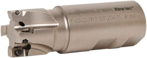 Walter - 1-1/2" Cut Diam, 11mm Max Depth of Cut, 1-1/4" Shank Diam, 3.698" OAL, Indexable Square Shoulder End Mill - AD.T 1204.. Inserts, Weldon Shank, 90° Lead Angle - Eagle Tool & Supply