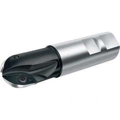 Walter - 3/4" Cut Diam, 0.59" Max Depth of Cut, 3/4" Shank Diam, 3.41" OAL, Indexable Ball Nose End Mill - 1.38" Head Length, Straight Shank, F2339 Toolholder, XDMT 16T3095 R Insert - Eagle Tool & Supply