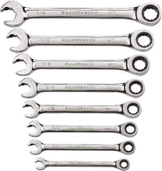 GearWrench - 8 Piece, 5/16" to 3/4", 12 Point Ratcheting Combination Wrench Set - Inch Measurement Standard, Chrome Finish - Eagle Tool & Supply