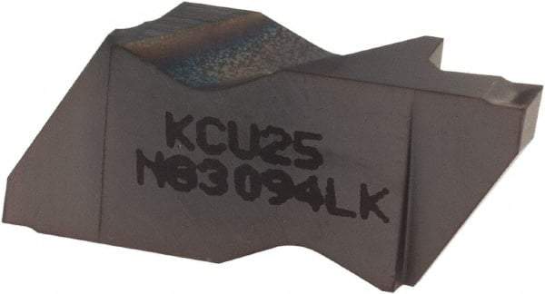 Kennametal - 3094NG K Grade KCU25, 2.39mm Cutting Width Carbide Grooving Insert - 3.81mm Max Depth of Cut, Left Hand, 0.19mm Corner Radius, AlTiN Finish - Eagle Tool & Supply