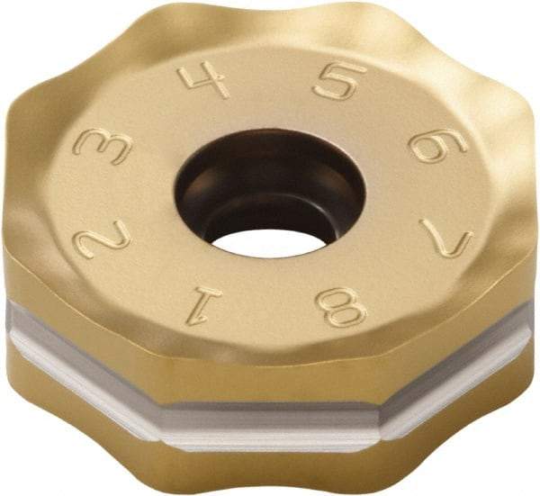 Seco - ONMU090520 M12 Grade F40M Carbide Milling Insert - TiAlN/TiN Finish, 0.228" Thick, 0.866" Inscribed Circle - Eagle Tool & Supply