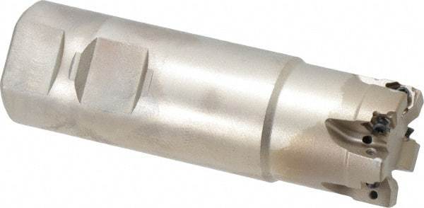 Seco - 1-1/4" Cut Diam, 0.157" Max Depth of Cut, 1-1/4" Shank Diam, 4" OAL, Indexable Square Shoulder End Mill - XNEX 04.. Inserts, Weldon Shank, 90° Lead Angle, Through Coolant, Series R217.96 - Eagle Tool & Supply