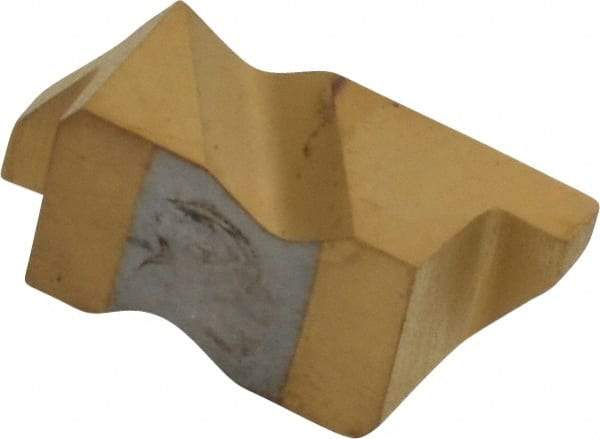Tool-Flo - 2058FLG Grade GP50, 1.47mm Cutting Width Carbide Grooving Insert - 1.27mm Max Depth of Cut, Right Hand, 0.005 to 0.01" Corner Radius, TiN Finish - Eagle Tool & Supply