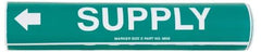 Made in USA - Pipe Marker with Supply Legend and Arrow Graphic - 4-5/8 to 5-7/8" Pipe Outside Diam, White on Green - Eagle Tool & Supply