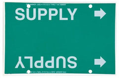 Made in USA - Pipe Marker with Supply Legend and Arrow Graphic - 6 to 8" Pipe Outside Diam, White on Green - Eagle Tool & Supply
