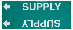 Made in USA - Pipe Marker with Supply Legend and Arrow Graphic - 8 to 10" Pipe Outside Diam, White on Green - Eagle Tool & Supply