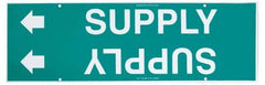 Made in USA - Pipe Marker with Supply Legend and Arrow Graphic - 10 to 10" Pipe Outside Diam, White on Green - Eagle Tool & Supply