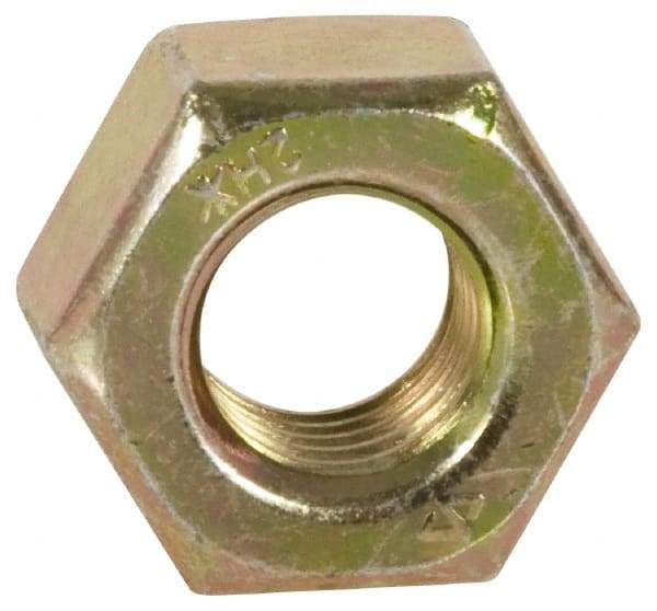 Value Collection - 1-8 UNC Steel Right Hand Heavy Hex Nut - 1-5/8" Across Flats, 63/64" High, Zinc Yellow Dichromate Finish - Eagle Tool & Supply