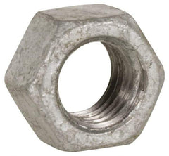 Value Collection - 1/4-20 UNC Steel Right Hand Heavy Hex Nut - 1/2" Across Flats, 15/64" High, Hot Dipped Galvanized Finish - Eagle Tool & Supply