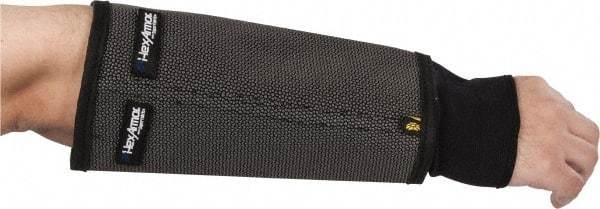 HexArmor - Size M, Gray/Black SuperFabric Cut & Puncture Resistant Sleeve - 9" Long Sleeve, Cut Resistance Level 5, Made with Thumb Hole - Eagle Tool & Supply