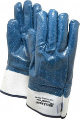 HexArmor - Size M (8), ANSI Cut Lvl A9, Puncture Lvl 5, Nitrile Coated Cut & Puncture Resistant Gloves - 9.5" Long, Fully Coated Coated, SuperFabric Lining, Safety Cuff, Blue, Paired - Eagle Tool & Supply