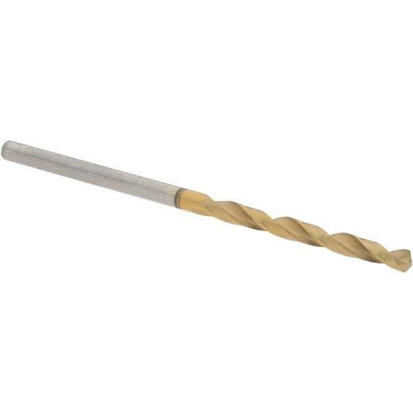 Guhring - 2.1mm 118° High Speed Steel Jobber Drill - TiN Finish, Right Hand Cut, Spiral Flute, Straight Shank, 49mm OAL, Standard Point - Eagle Tool & Supply