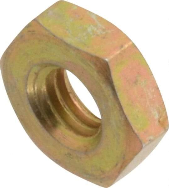 Made in USA - #10-32 UN Steel Right Hand Machine Screw Hex Nut - 11/32" Across Flats, 0.13" High, Cadmium-Plated Finish - Eagle Tool & Supply