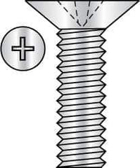 Made in USA - #8-32 UNC, 1/2" OAL Phillips Drive Machine Screw - Flat Head, Grade 3 Steel, Yellow Cadmium-Plated Finish, Without Washer - Eagle Tool & Supply