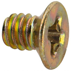 Made in USA - #2-56 UNC, 1/8" OAL Phillips Drive Machine Screw - Flat Head, Grade 3 Steel, Yellow Cadmium-Plated Finish, Without Washer - Eagle Tool & Supply