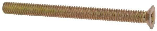 Made in USA - #4-48 UNF, 1-3/8" OAL Phillips Drive Machine Screw - Flat Head, Grade 3 Steel, Yellow Cadmium-Plated Finish, Without Washer - Eagle Tool & Supply