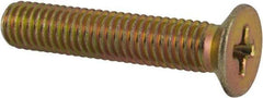 Made in USA - #10-32 UNF, 1" OAL Phillips Drive Machine Screw - Flat Head, Grade 3 Steel, Yellow Cadmium-Plated Finish, Without Washer - Eagle Tool & Supply