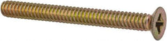 Made in USA - #6-32 UNC, 1-3/8" OAL Phillips Drive Machine Screw - Flat Head, Grade 3 Steel, Yellow Cadmium-Plated Finish, Without Washer - Eagle Tool & Supply