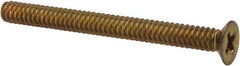 Made in USA - #6-32 UNC, 1-1/2" OAL Phillips Drive Machine Screw - Flat Head, Grade 3 Steel, Yellow Cadmium-Plated Finish, Without Washer - Eagle Tool & Supply