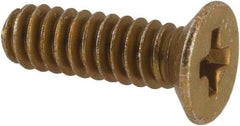 Made in USA - #4-40 UNC, 3/8" OAL Phillips Drive Machine Screw - Flat Head, Grade 3 Steel, Yellow Cadmium-Plated Finish, Without Washer - Eagle Tool & Supply