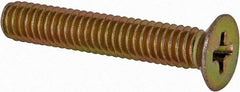 Made in USA - #8-32 UNC, 1" OAL Phillips Drive Machine Screw - Flat Head, Grade 3 Steel, Yellow Cadmium-Plated Finish, Without Washer - Eagle Tool & Supply