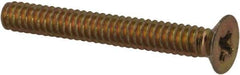 Made in USA - #4-40 UNC, 7/8" OAL Phillips Drive Machine Screw - Flat Head, Grade 3 Steel, Yellow Cadmium-Plated Finish, Without Washer - Eagle Tool & Supply