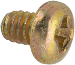 Made in USA - #2-56 UNC, 1/8" Length Under Head Phillips Drive Machine Screw - Pan Head, Grade 3 Steel, Yellow Cadmium-Plated Finish, Without Washer - Eagle Tool & Supply