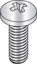 Made in USA - 1/4-20 UNC, 1" Length Under Head Phillips Drive Machine Screw - Pan Head, Grade 3 Steel, Yellow Cadmium-Plated Finish, Without Washer - Eagle Tool & Supply