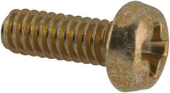 Made in USA - #2-56 UNC, 1/4" Length Under Head Phillips Drive Machine Screw - Pan Head, Grade 3 Steel, Yellow Cadmium-Plated Finish, Without Washer - Eagle Tool & Supply