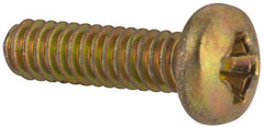 Made in USA - #2-56 UNC, 5/16" Length Under Head Phillips Drive Machine Screw - Pan Head, Grade 3 Steel, Yellow Cadmium-Plated Finish, Without Washer - Eagle Tool & Supply