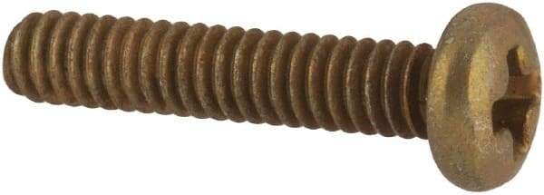 Made in USA - #2-56 UNC, 7/16" Length Under Head Phillips Drive Machine Screw - Pan Head, Grade 3 Steel, Yellow Cadmium-Plated Finish, Without Washer - Eagle Tool & Supply