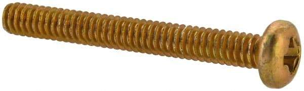 Made in USA - #2-56 UNC, 3/4" Length Under Head Phillips Drive Machine Screw - Pan Head, Grade 3 Steel, Yellow Cadmium-Plated Finish, Without Washer - Eagle Tool & Supply